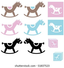 Set of baby horse toy blue and pink
