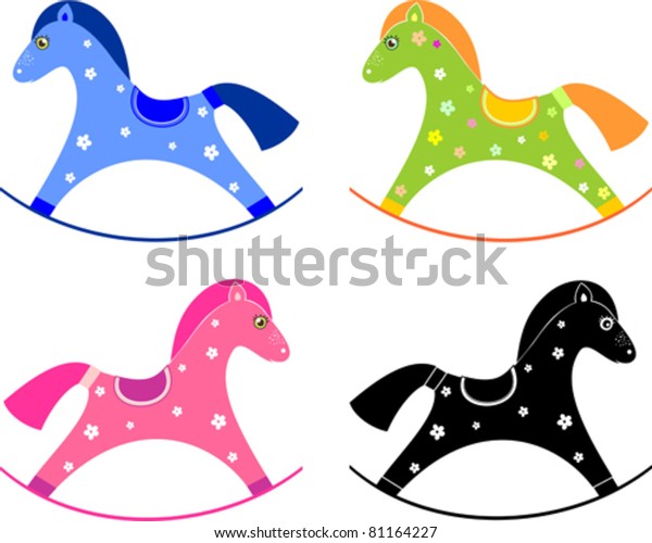 Download Set Baby Horse Toy Rocking Horse Stock Vector (Royalty ...