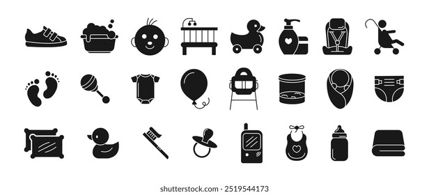 set of baby icon black vector design illustration