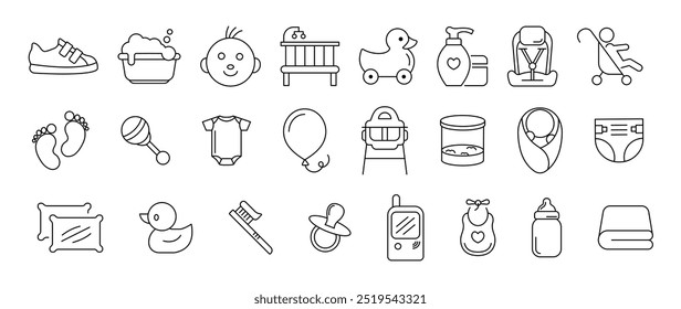 set of baby icon set outline vector design illustration