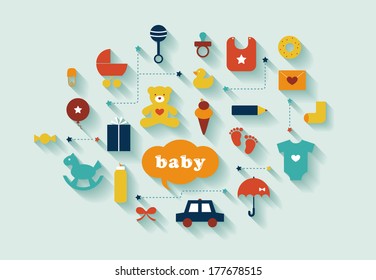 Set of baby icons 