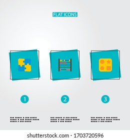 Set of baby icons flat style symbols with puzzle, beads, baby toy and other icons for your web mobile app logo design.