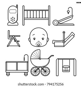 Set Baby Icons Isolated Line Art Stock Vector (Royalty Free) 794175256 ...