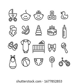 Set of baby icons. Line style signs. Vector design elements