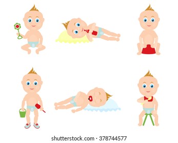 set of baby icons on a isolated background