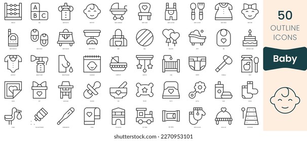 Set of baby icons. Thin linear style icons Pack. Vector Illustration