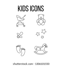 Set of baby icons; vector icon, graphic symbol isolated on white.