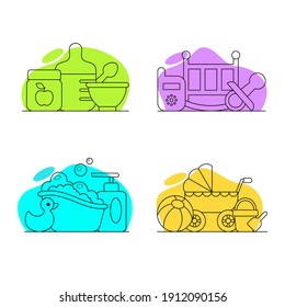 Set of baby icons. Vector illustration