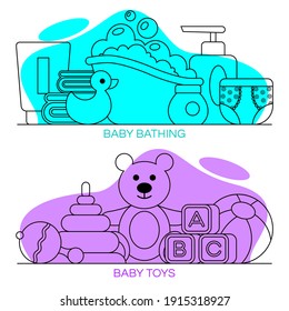 Set of baby icons. Vector illustration