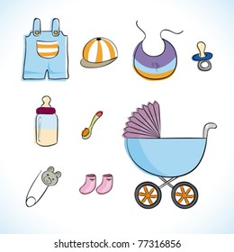 Set baby icons in vector illustration