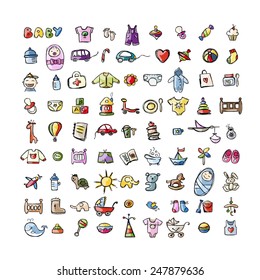 Set of baby icons for your design. Vector illustration