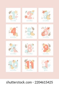 Set Baby Milestone Cards Newborn Girl Stock Vector (Royalty Free ...