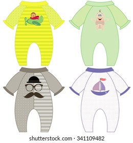 set of baby overalls for a boy vector