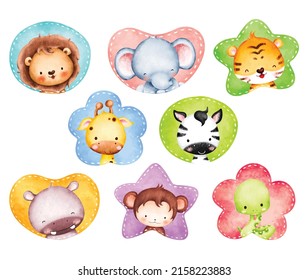 Set of Baby Safari Animal Sticker 