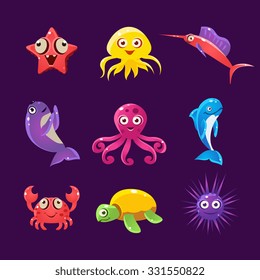 Set of Baby Sea Creatures. Vector Collection