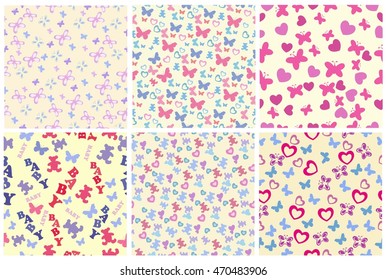 Set of Baby seamless pattern. Baby Pattern for scrapbook. Vector illustration.