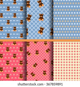 set of baby seamless patterns for boys and girls