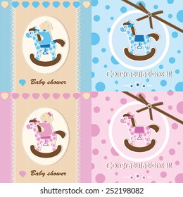 Set of Baby shower background for Greeting card, banners, invitations or posters, vector illustration