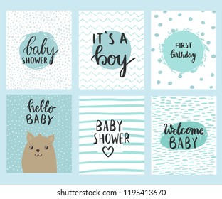 Set of Baby Shower Card design. Cute fun card design for invitations.