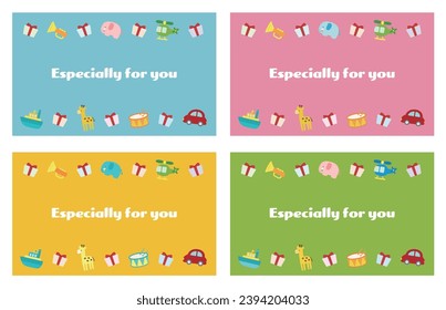 Set of baby shower cards. Vector illustration in flat design style.