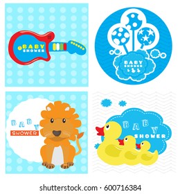Set of baby shower cards, Vector illustration