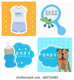 Set of baby shower cards, Vector illustration