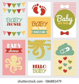 Set of baby shower design. vector illustration