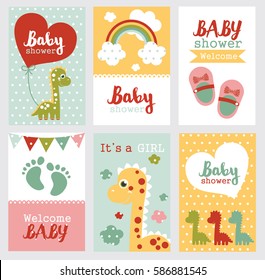 Set of baby shower design. vector illustration