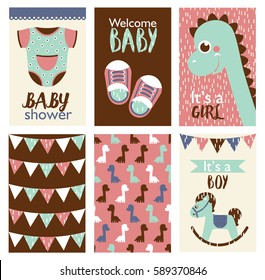 Set of baby shower design. vector illustration