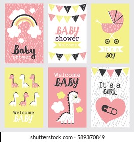 Set of baby shower design. vector illustration