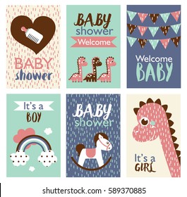 Set of baby shower design. vector illustration