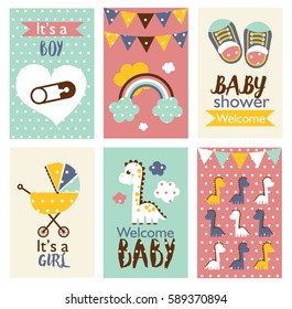 Set of baby shower design. vector illustration