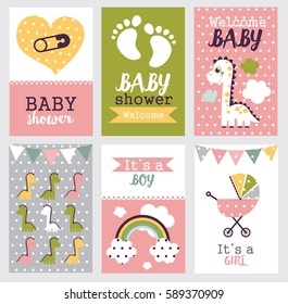 Set of baby shower design. vector illustration