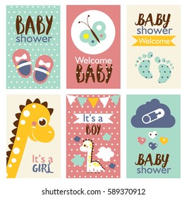 Set of baby shower design. vector illustration