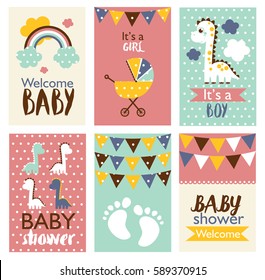 Set of baby shower design. vector illustration