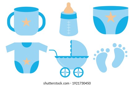 Set Baby Shower Elements Logo Stock Vector (Royalty Free) 1921730450 ...