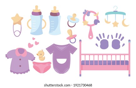 Set Of Baby Shower Elements Logo