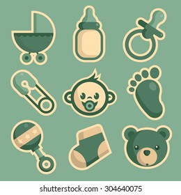 Set of baby shower icons