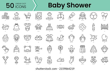 Set of baby shower icons. Line art style icons bundle. vector illustration