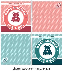 Set of Baby Shower Invitation Card Template for Baby Boy and Girl
