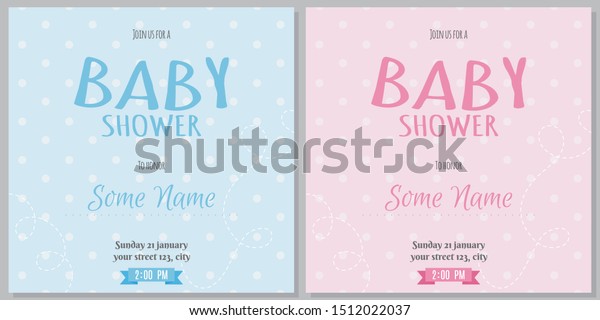 Set Baby Shower Invitation Card Babies Stock Vector Royalty Free