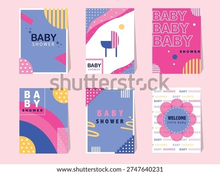 Set of baby shower invitations cards,poster,greeting,template,geometric,Vector illustrations
