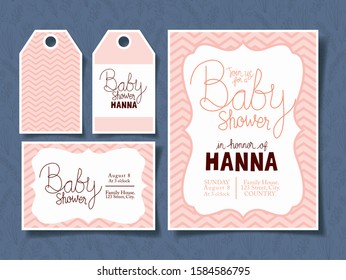 set of Baby shower invitations design, Party cards decoration love celebration arrival and born theme Vector illustration