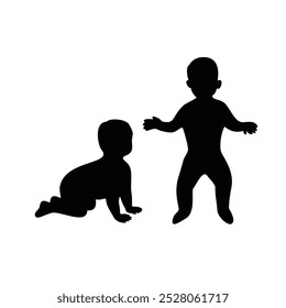 set of baby silhouette design. happy children sign and symbol.