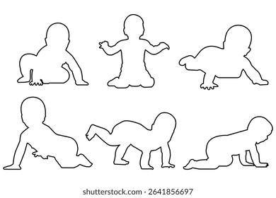 Set of baby silhouettes . aby silhouette set.