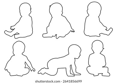 Set of baby silhouettes . aby silhouette set.