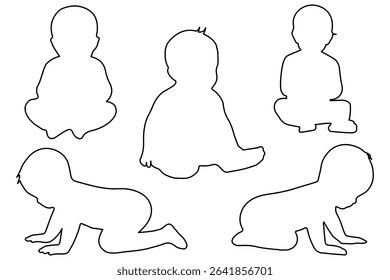 Set of baby silhouettes . aby silhouette set.