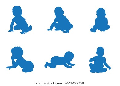 Set of Baby Silhouettes – Vector Infant and Toddler Poses for Childcare, Parenting, and Kids Design Projects.