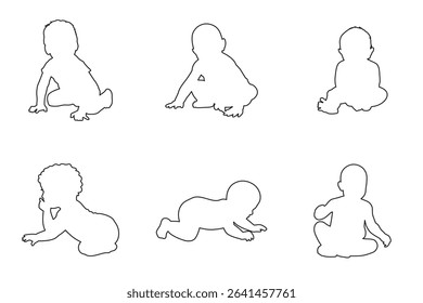 Set of Baby Silhouettes – Vector Infant and Toddler Poses for Childcare, Parenting, and Kids Design Projects.