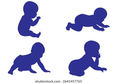 Set of Baby Silhouettes – Vector Infant and Toddler Poses for Childcare, Parenting, and Kids Design Projects.